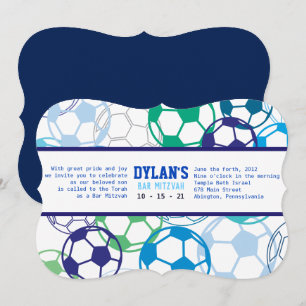 SOCCER COLORED Bar Bat Mitzvah Uitnodiging