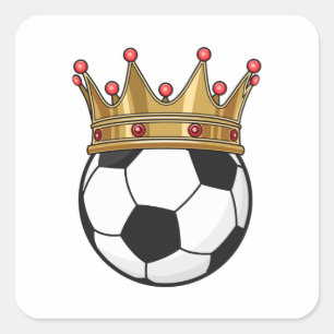 Soccer Crown King Vierkante Sticker