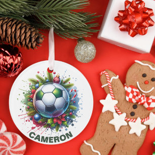 Soccer de Noël Enthousiaste Nom personnalisé