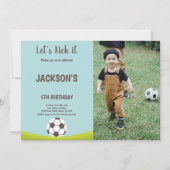 Soccer d'herbe Invitation d'anniversaire avec phot (Devant)