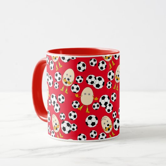 Soccer Egghead Pattern Coffee Mok (Voorkant links)