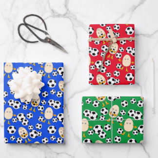 Soccer Egghead Pattern Inpakpapier Vel