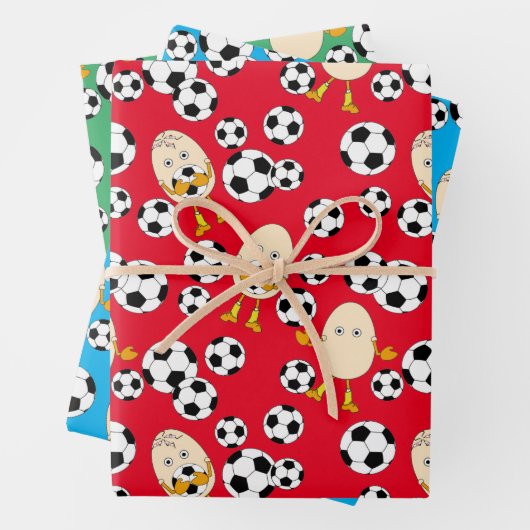 Soccer Egghead Pattern Inpakpapier Vel (In situ)