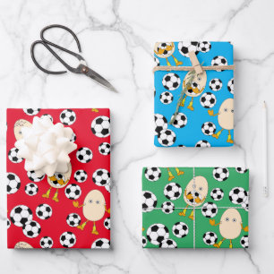 Soccer Egghead Pattern Inpakpapier Vel