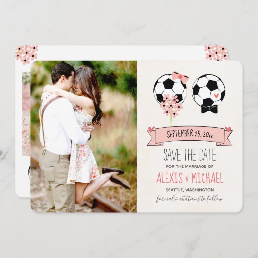 Soccer Enregistrer la date Mariage Invitations 4 P (Devant / Derrière)