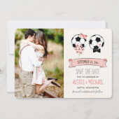 Soccer Enregistrer la date Mariage Invitations 4 P (Devant)