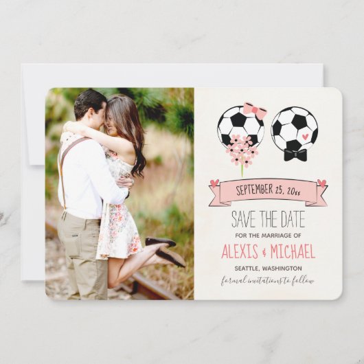 Soccer Enregistrer la date Mariage Invitations 4 P (Devant)