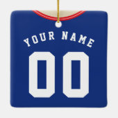 Soccer Football Jersey Sjabloon Ornament, Blue Red Keramisch Ornament (Achterkant)