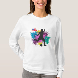 Soccer Football USA Grungy Color Splashes T-shirt