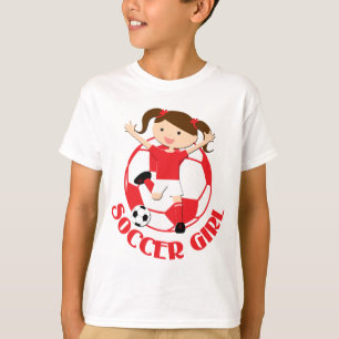 Soccer Girl 1 en Ball Red en White v2 T-shirt