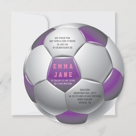 SOCCER GIRL Bar Mitzvah Uitnodiging (Voorkant)
