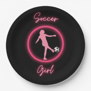 Soccer Girl Pink Glow Papieren Bordje