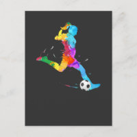 Soccer Girl Player Colorful Football Art