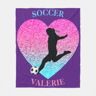 Soccer Girls Fleece Blanket w/ Gepersonaliseerde n Deken
