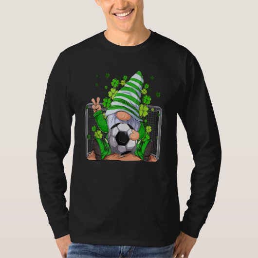 Soccer Gnome Lucky Shamrock Irish St Patrick's Day T-shirt (Voorkant)