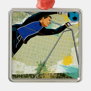 Soccer goalie blokkeringsbal metalen ornament