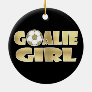 Soccer Goalie Girl Gold Keramisch Ornament