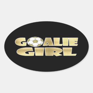 Soccer Goalie Girl Gold Ovale Sticker