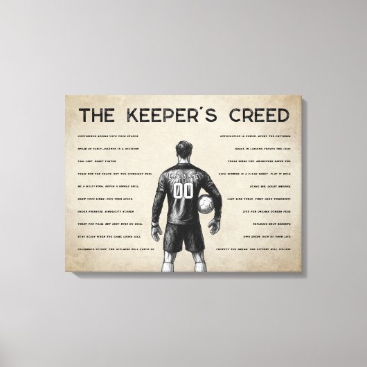 Soccer Goalkeeper Personalized Keeper's Creed Canvas Afdruk (Voorkant)