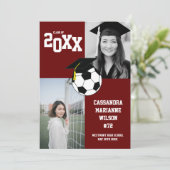 Soccer Graduation Sports Maroon Faire-part (Debout devant)