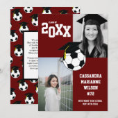 Soccer Graduation Sports Maroon Faire-part (Devant / Derrière)