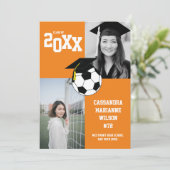 Soccer Graduation Sports Orange Faire-part (Debout devant)