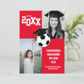 Soccer Graduation Sports Red Faire-part (Debout devant)