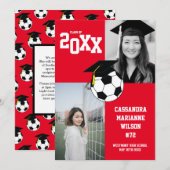 Soccer Graduation Sports Red Faire-part (Devant / Derrière)