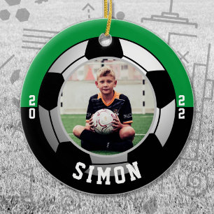 Soccer Green Black Team Colors Keramisch Ornament