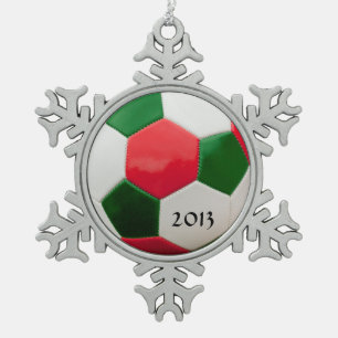 Soccer Green en Red Tin Sneeuwvlok Ornament