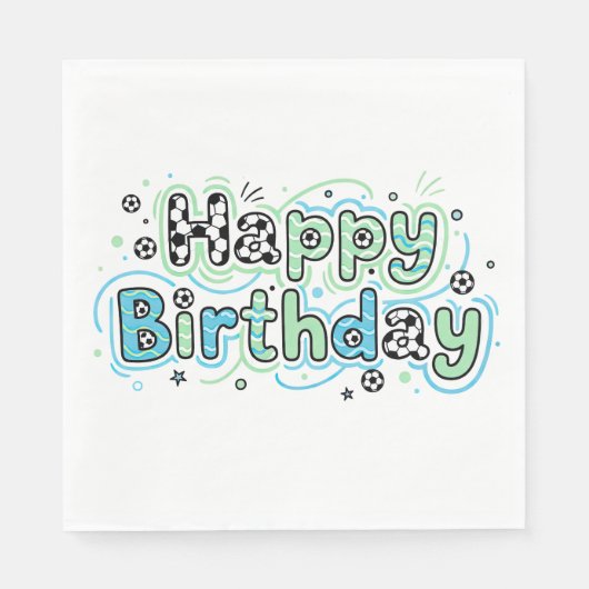 Soccer Happy Birthday Napkins- Boy´s Party Suplies Servet (Voorkant)