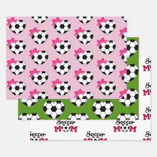 Soccer Heart Ball Pink Bow Inpakpapier Vel (Set)