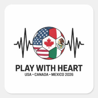Soccer Heartbeat USA Canada Mexico 2026 Vierkante Sticker