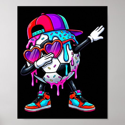 Soccer Ice Cream Drip Dabbing Sprinkles Srts Boys Poster (Voorkant)