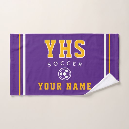 Soccer Icon, Custom Name & School, Team Gift Hand (Serviette à main)