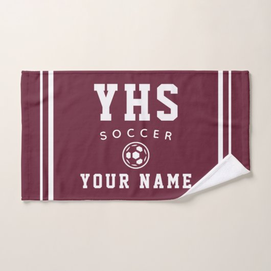 Soccer Icon, Custom Name & School, Team Gift Hand (Serviette à main)