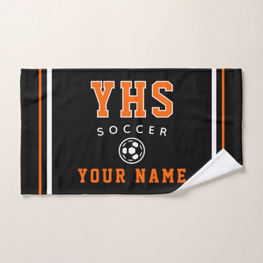 Soccer Icon, Custom Name & School, Team Gift Hand (Serviette à main)
