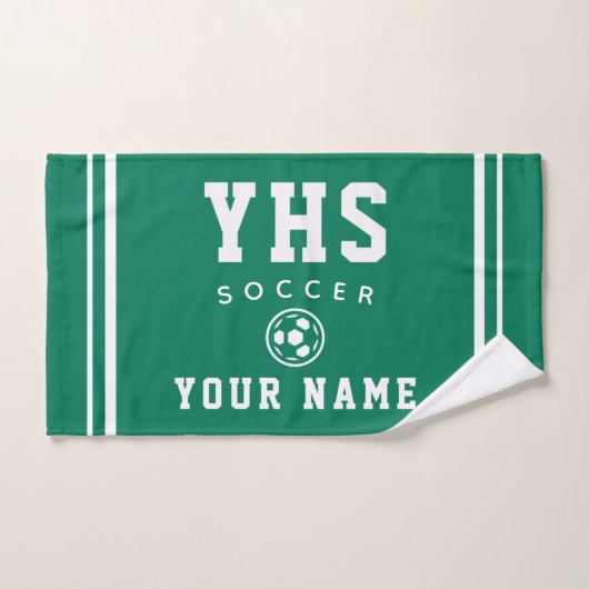 Soccer Icon, Custom Name & School, Team Gift Hand (Serviette à main)