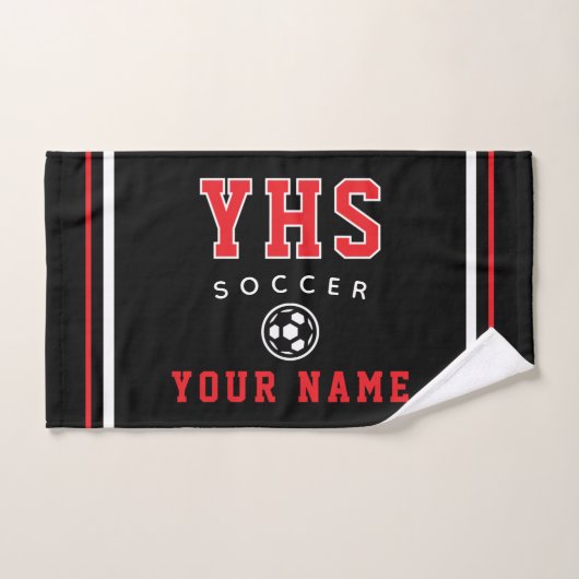 Soccer Icon, Custom Name & School, Team Gift Hand (Serviette à main)