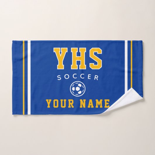 Soccer Icon, Custom Name & School, Team Gift Hand (Serviette à main)