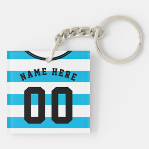  Soccer Jersey Keyring, Blue Stripes Sleutelhanger
