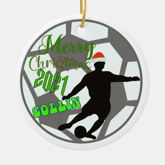 Soccer Kerstmis Keramisch Ornament (Voorkant)