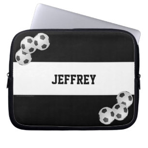 Soccer Laptop Computer Sleeve, zwart-wit Laptop Sleeve