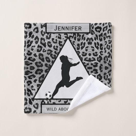 Soccer - Leopard Argent - Wild About Soccer (Gant de toilette)