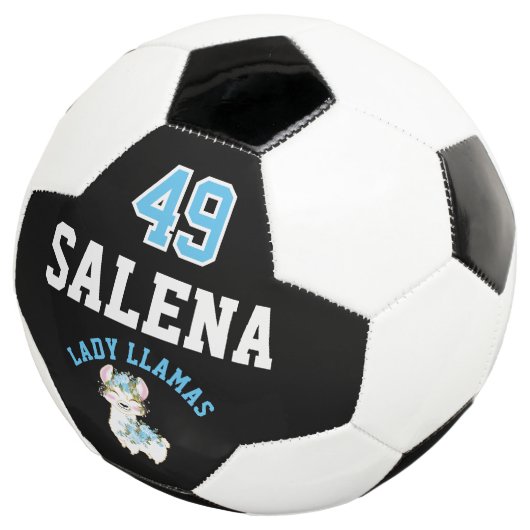 Soccer Llama - Blue, Black and White Voetbal (Drie kwart)