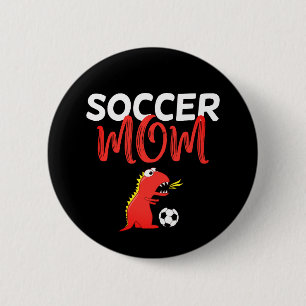 Soccer mam schattige T-Rex dinosaurus Ronde Button 5,7 Cm