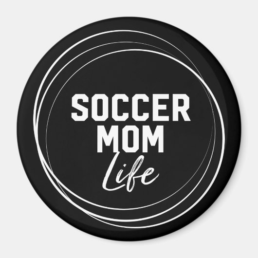Soccer Maman Vie Magnet - Noir (Devant)