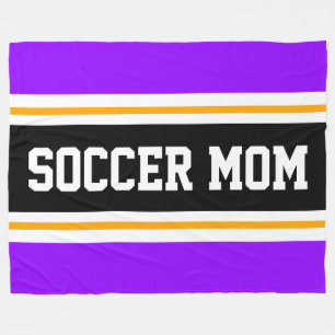 SOCCER MOM Fun Heldere Paarse Zwart Gele Strepen Fleece Deken