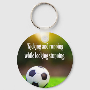 Soccer Motivatie Inspirerend Groen Gebied Sleutelhanger