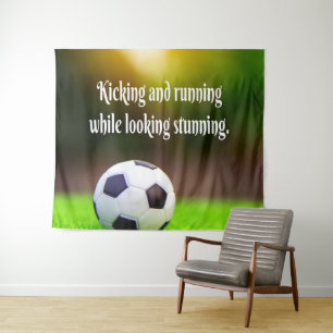 Soccer Motivatie Inspirerend Groen Gebied Wandkleed